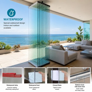 Full View Exterior Folding Bi-Fold Sliding Glass Balcony Window System with Aluminum Frame