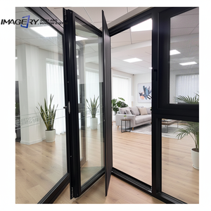 Wholesale Modern Aluminium Glass Double Swing Doors Design Tempered Glass Soundproof