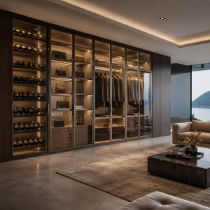 Italian Style Luxury Modern Aluminum Frame Door For Walk In Closet For Aluminum Closet Glass Door Wardrobe Door