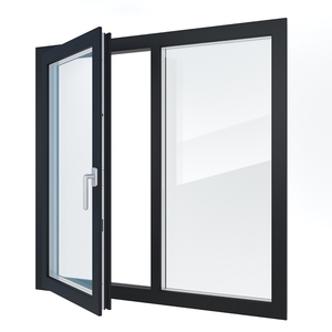 Exterior Sound Proof Modern French Style Black Aluminum Frame Casement Windows