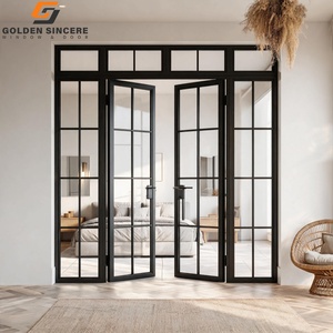 GS Thermal Break Crittall Style Aluminium Glass Doors Soundproof Exterior Double Swing Casement Door