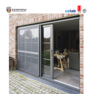Premium 2 Tracks Large Balcony Aluminum Sliding Doors With Grid Design Aluminum Stack Door