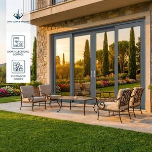 Energy Efficient Aluminum Sliding Patio Door Double Pane Large Custom Multi-Track