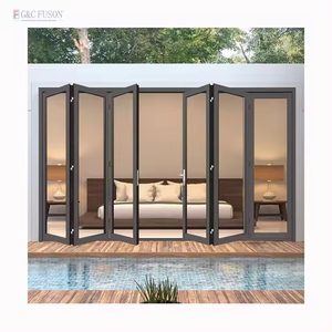 Fuson Accordion Frameless Glass Security Aluminium Vertical Folding Door