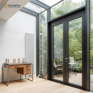 Aluminum Exterior Black French Doors Energy Efficient Glass Doors