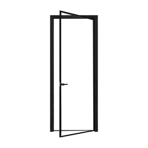 Black Frame Glass Narrow Frame Interior Partition Bathroom Glass Door European Aluminum Frost Glass Casement Door for House