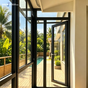Modern Aluminium Casement Swing Door Triple Glazed Glass
