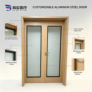 Dushi Custom Wood Grain Aluminum Alloy Double Swing Door