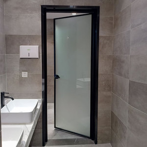 Economical Glass Casement Security Door Aluminum Frame Interior Soundproof Swinging Glass Door Modern For Office Kitchen Toilet