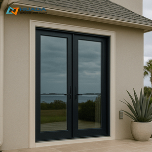 Custom Aluminum French Glass Swing Doors Hurricane Impact