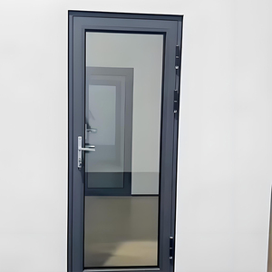 Modern Double Swing Aluminum Casement Door with Hurricane-Proof Thermal Insulation Glass Manual Opening for Supermarket