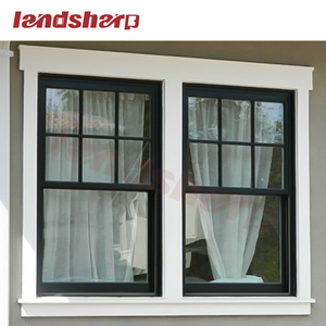 Landsharp Modern French Style Black White Vertical Aluminum up Down Sliding Single Hung Sash Windows for House