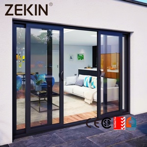 Customized Aluminum Double Tempered Glass Sliding Door NFRC AS2047 Balcony Courtyard Avoid Hurricane Impact Sliding Door