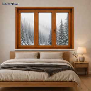 Aluminum Wood Composite Triple Glass Window Door