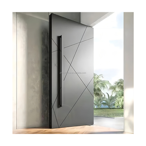Modern Stainless Steel Entrance Security Pivot Door Finished Aluminum