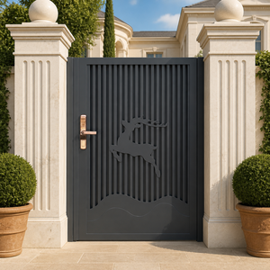 Exterior Aluminum Single Door Powder Coated Weatherproof Hinged Entry Door