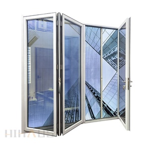 White Double Glazed Aluminum Bifold Door with Mosquito Net