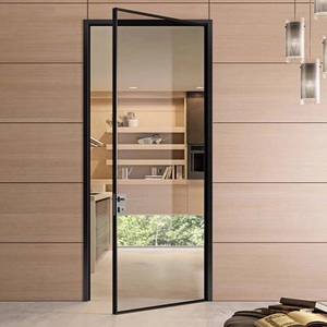 Aluminum Alloy Frosted Glass Door Stainless Steel Screen Manual Side Waterproof Interior for Bathroom Kitchen Modern Design