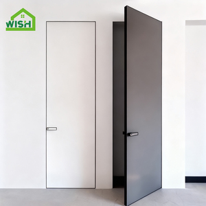 Frameless Invisible Door 60mm Soundproof Wood Aluminum Composite Custom Color Modern Interior Wall