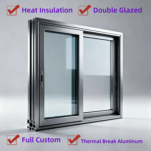 Full Custom Insulated Double Glazed Heat Insulation Shutters Aluminum Sliding Windows