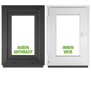 Basement Window DIN Left Outer Aluminum Anthracite White