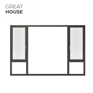 American Style Aluminium Frame Window Residential Double Safe Glass