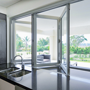 Hurricane Impact High Quality Corner Aluminium Profile Glass Bi Folding windows