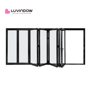 Panoramic Accordion Double Glazed Glass Doors Balcony Multi Panel Thermal Break Aluminum Heavy Duty Bi Fold Doors