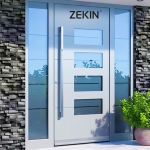 ZEKIN Aluminum Entrance Door Aluminum Front Entry Door Exterior Pivot Door Front Security Gate Artificial Intelligence Lock