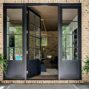 AMJ Exterior Entry Crittal Doors USA Design Tempered Glass Aluminum French Double Glass Doors Patio NFRC Swing Casement Door
