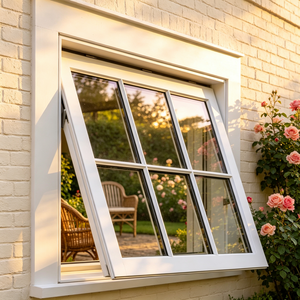 Window Aluminum Glass Slim Bevel Top Hung Modern Facade Anthracite Powder Coated Frame Windows