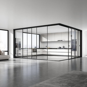 Modern Concealed Frame Aluminum Sliding Door Crittall Style