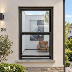 Aluminium Frame Glass Single-Hung Windows For Apartments Office Buildings