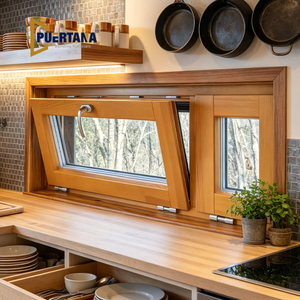 Wood Aluminum Passive House Windows and Doors for Home Residential Clad Wood Hopper Window