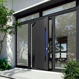 Aluminum Pivot Door Oversized Offset Exterior CNC Design Tempered Glass Smart Lock Waterproof Modern Villa China Total Solution
