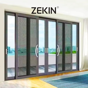 As2047 NFRC Certification Double Glass Stacker Doors Custom Engineering Project Exterior Aluminum Sliding Doors with Screen Mesh