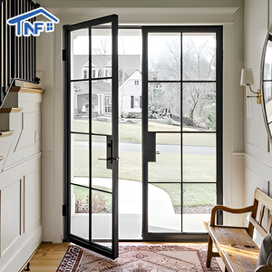 Waterproof Residential Crittall Interior Partition Aluminum Double Tempered Glass French Grilles Casement Doors For House Villa