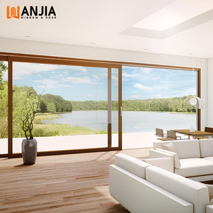 North America Luxury Villas Weather Resistant Aluminum Clad Wooden Sliding Doors Villa Patio Doors